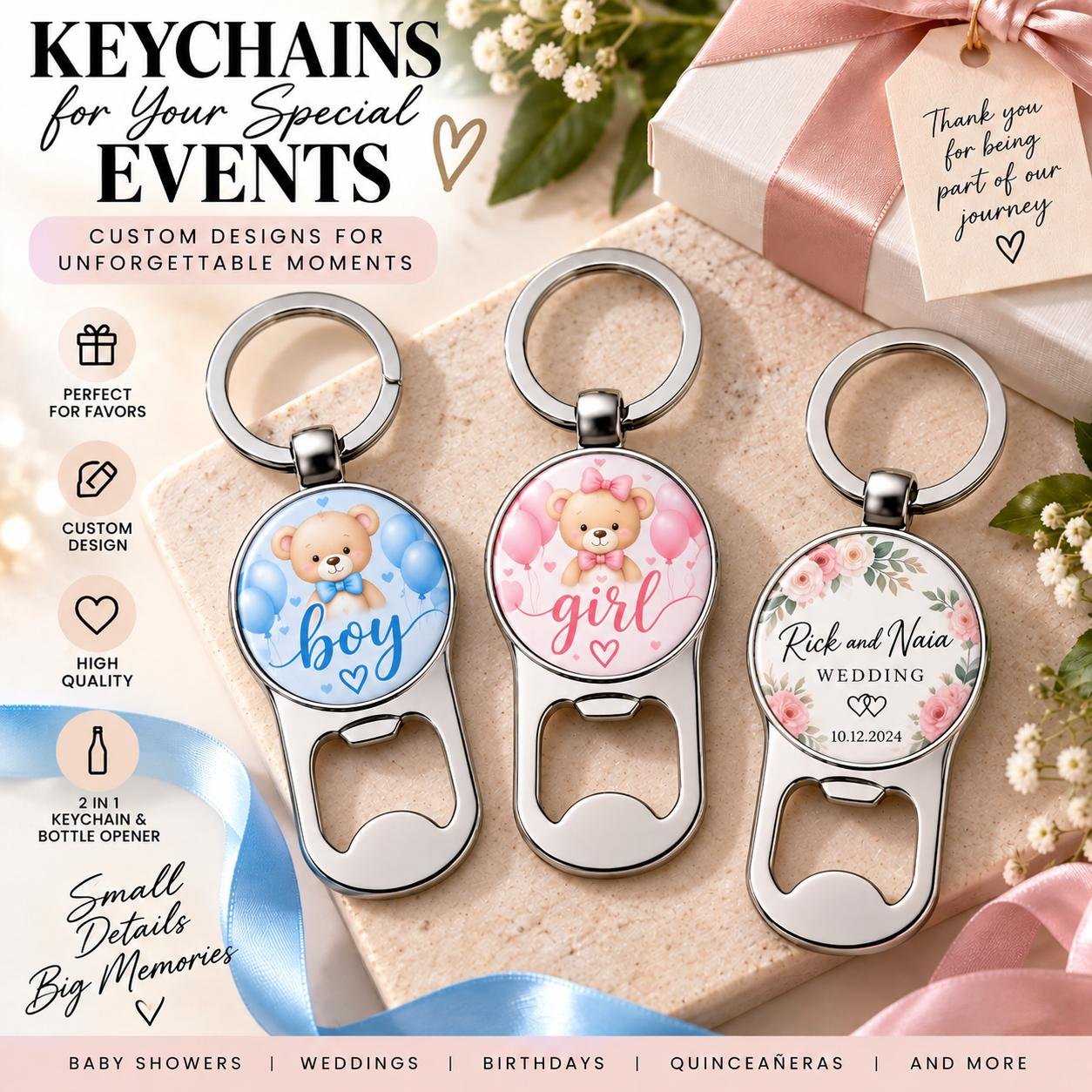 Llavero Personalizado 2 en 1 – Abrebotellas con Foto